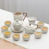 Lujo Ligero de Gama Alta Horno Ru Juego de Té Kung Fu para el Hogar Cerámica China Tetera Taza de Té Bandeja de Té Pequeña Juego de Regalo