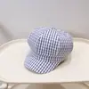 Boina Octagonal de Tela Ligera para Verano, Estampado a Cuadros Coreano, Ala Ancha, Protección Solar, Hace que la Cara Parezca Más Pequeña, Sombrero Octagonal