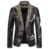 Moda Masculina Transfronteriza de Amazon Traje de Dos Colores con Lentejuelas Traje de Performance Escénica para Hombre Chaqueta para Hombre de Discoteca DJ