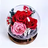 Caixa de Presente com Flor Preservada Cobertura de Vidro Luz Noturna Rosa Flor Seca Ornamento Presente Natal Flor Preservada Produto Acabado Em Estoque