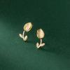 Brincos Nalan Prata Esterlina S925 Recorte Tulipa Pedra Olho de Gato Sintética Brincos Elegantes Doces e Delicados M02310