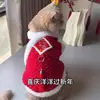 Roupas de Gato para Ano Novo forradas de fleece Quente Estilo Nacional Traje Tang Animal de Estimação Gradiente Dourado Fantoche Gatinho Gato Azul Roupas de Ano Novo