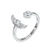 Anillo Cruzado de Diamantes con Alas de Ángel Nuevo de Moda Transfronterizo Europeo y Americano Anillo Abierto de Pareja para Mujer Plata S925
