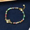 Pulsera de cuentas de malaquita de piedra de color de estilo étnico retro europeo y americano para mujer, nicho, temperamento de alto sentido, venta al por mayor