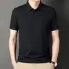 Camisa polo de manga corta para hombres de mediana edad sin costuras papá top de verano verano casual de negocios cuello solapa color liso camiseta