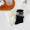 Meias femininas de renda com borda de renda Sweet Lolita, primavera e outono, meias de cano médio, meias brancas JK, meias de princesa com laço
