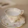 Juego de Tazas de Café Retro Jingdezhen Taza Cerámica Pequeña Europea Creativa Set de Té de la Tarde Pastoral Flor