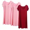 Vestido de Noite Modal de Manga Curta Três Peças Primavera e Verão com Bojo Pijama Sem Sutiã Vestido para Casa Completo Vestido Midi