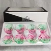 Flores Preservadas 4-5cm Rosas de Gradiente Colorido Caja de Dos Tonos Flores Personalizadas al por Mayor Deslumbrantes