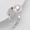 Anillo de plata S925 con pluma simple y boca móvil, ajustable, con perla de agua dulce, accesorios de soporte vacío DIY para mujer, venta al por mayor