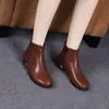 Botines Bajos de Piel Suave Nuevos para Mujer, Otoño/Invierno 2026, Calentitos con Terciopelo, Antideslizantes, para Madres de Mediana Edad y Mayores, Botas de Piel con Suela Suave