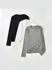 Camiseta de manga larga con cuello redondo, mezcla de lana merino y Tencel de 220 g/m², corte ajustado, básica, simple y versátil para usar debajo de otras prendas.
