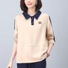 Suéter polo de cuello para mujer 2024 primavera y otoño nuevo diseño explosivo sentido madre de mediana edad estilo extranjero todo-fósforo top casual