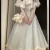 Elegante vestido capa Lolita, Vestido largo de hada Lolita con cinturón de lazo para ceñir la cintura, Vestido esponjoso de princesa