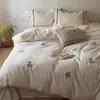 Juego de tres o cuatro piezas de algodón y lino tejido de color para cama individual de 1.2m, nuevo modelo 2026, apto para todas las estaciones, para dormitorio principal, incluye sábana y funda de edredón
