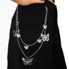 Cadena de cintura de mariposa de metal punk para joyería transfronteriza europea y americana, cadena multicapa todo en uno para mujer, hombre y mujer, cadena para el cuerpo con colgante de mariposa