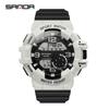 SANDA SANDA 387 Reloj Electrónico Deportivo para Hombre Correa de Resina Reloj para Hombre Alarma Luminosa Reloj para Hombre