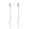 Pendientes de moda transfronteriza, versión coreana, nuevos pendientes con borlas onduladas de estrella de cinco puntas, largos, chapados en plata, para mujer.