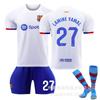 2324 Barcelona Park Blanco Azul 9 Laiwan 8 Pedro 21 De Rong Jersey de Fútbol 10 Messi Conjunto de Jersey Venta al por Mayor