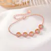 Yilu Plata de Ley S925 Chapado en Oro Rosa Turmalina Moda Lujo Ligero Simple Versátil Pulsera de Moneda de los Cinco Emperadores Joyería para Mujer