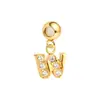 Pulseira de aço inoxidável com pingentes de letra de luxo 26 letras com zircônia transparente requintada A-Z Acessórios para joias DIY