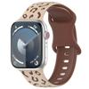 Correa deportiva de silicona bicolor con hebilla de mariposa y estampado de leopardo cóncavo para Apple Watch