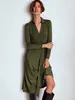 El producto transfronterizo más vendido de Amazon: un vestido midi de punto, sencillo, elegante, con cinturón para anudar, de manga larga y color liso