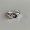 Anillo Minimalista Smiley Estilo Fresco para Mujer ins Letras en Inglés Apertura de Pan Anillo Ajustable 2023 Nuevo