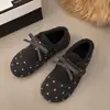 Zapatos de algodón pelo estilo Mori cálidos otoño e invierno viento zapatos casuales mujer más terciopelo suela gruesa 2026 slip-on punta redonda retro nuevo estilo