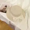 Sombrero de Paja Tejido de Ala Ancha para Protección Solar de Verano Transfronterizo Sombrero de Playa con Lazo para Vacaciones en la Costa Sombrero para el Sol para Mujeres