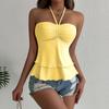 Amazon Transfronterizo Verano Nuevos Tops Mujer Moda Europea y Americana Top de Tubo con Volantes Halter Sexy Tops para Chica Caliente