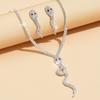 Juego de Joyería de Collar y Aretes con Forma de Serpiente Completamente Diamantado, Diseño Personalizado Dulce y Fresco, Joyería Popular Transfronteriza Europea y Americana al por Mayor
