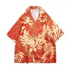 Camisa floral vintage estilo de Hong Kong manga curta estilo havaiano tailandês design senso duffian camisa solta bonita para homens e mulheres