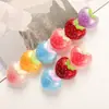 Cuentas Acrílicas Perladas de Colores con Forma de Corazón de Fresa y Agujero Pasante para Llavero DIY, Cadena de Teléfono, Materiales para Joyería Hecha a Mano