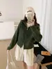 Cardigã de tricô estilo coreano, solto, com zíper duplo e gola de lapela, novo suéter jaqueta casual versátil para mulheres, outono e inverno 2026