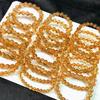 Venda por atacado natural citrino pulseira nicho meninas primeira joia contas redondas asa amarelo torre pulseira de cristal viver em estoque