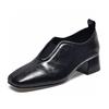 Zapatos de tacón cuadrado para mujer, otoño 2024, nuevos zapatos de estilo europeo y americano, sencillos, elegantes, de boca profunda.