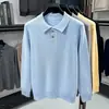 Suéter de punto grueso de invierno con cuello mandarín, con patrón de punto yuanbao, color liso casual, versátil, cálido y adecuado como capa base para hombres