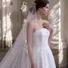 Velo de Novia Manzhen con Red de Perlas de una Sola Capa, Velo Vintage Elegante de Alta Gama para Propuesta y Registro de Matrimonio V180