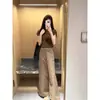Pantalones Casuales de Bolsillo en Forma de U 150 Petite para Mujer, Primavera y Verano, Rectos Vintage, de Cintura Alta, de Pierna Ancha, hasta el Suelo