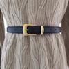 Cinturón de piel auténtica para mujer, moderno, sencillo, combinable, decorativo, negro, fino, para pantalones, traje de mujer, cinturón de vaqueros coreanos.