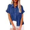 2024 Amazon ebay Europeu e Americano primavera e verão novo popular top algodão e linho bolso manga curta camisa T-shirt vestuário feminino
