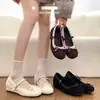 Sapatos rasos de estilo francês com laço, estilo fada, para mulheres, novo modelo outono 2026, combinados com saias, sapatos Mary Jane que aumentam a altura