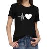 Camiseta de mujer de manga corta nueva moda casual creativa de primavera y verano con estampado de patrón de amor