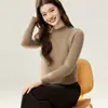 Suéter 100% cachemira pura para mujer, con cuello semi alto, corte holgado y efecto adelgazante, perfecto como capa interior o capa base para otoño e invierno.