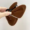 Grampo de Cabelo Fashion Veludo Branco-Bordado Borboleta Preta Mordida de Tubarão Vermelho Ano Novo 2025 Outono e Inverno Presilha para Cabelo Feminino