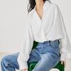 Shanli Dadi Senso de Design Camisa Nicho Feminina Outono Nova Camisa Elegante Jane com Decote V Francês