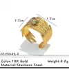 Anillo de Acero Titanio Chapado en Oro de 18 Quilates con Diseño Envolvente de Perlas, Lujo Ligero y Sensación de Alta Gama, Anillo Abierto, Joyería de Acero Inoxidable que No se Desvanece