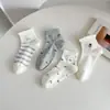 S8809 Calcetines de Malla Nuevos para Primavera y Verano, Calcetines de Algodón para Mujer de Verano, Calcetines Cortos de Encaje Delgados Estilo Japonés, Absorbentes de Sudor, Sencillos y Transpirables
