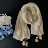 Bufanda Fina de Algodón y Lino Color Lino Estilo Intelectual Coreano, Chal de Viaje de Moda para Mujer, Bufanda de Seda Versátil y Elegante para Primavera